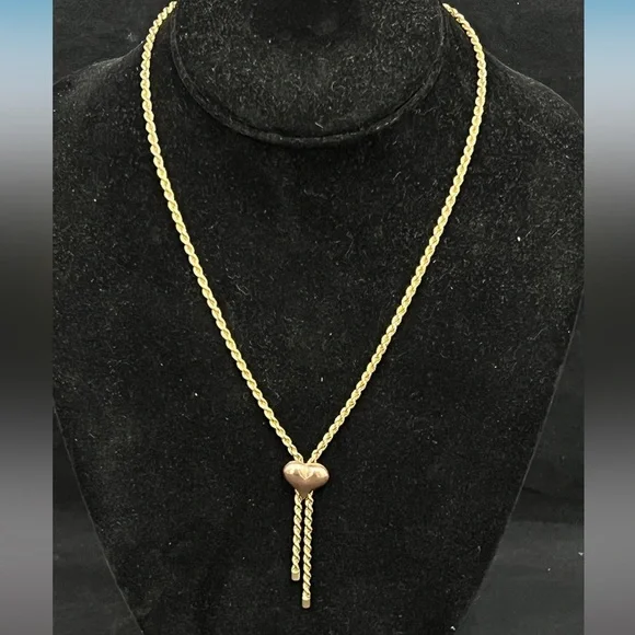 10K Gold BOLERO HEART Rope Necklace - Picture 1 of 4